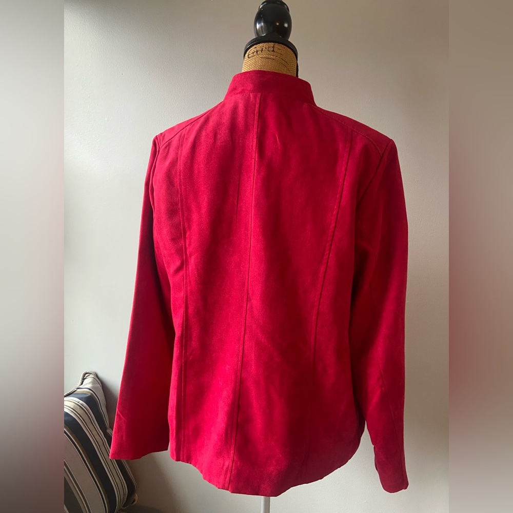 Studio Works Women's Bold Red Faux Suede lm Jacket - Picture 4 of 11